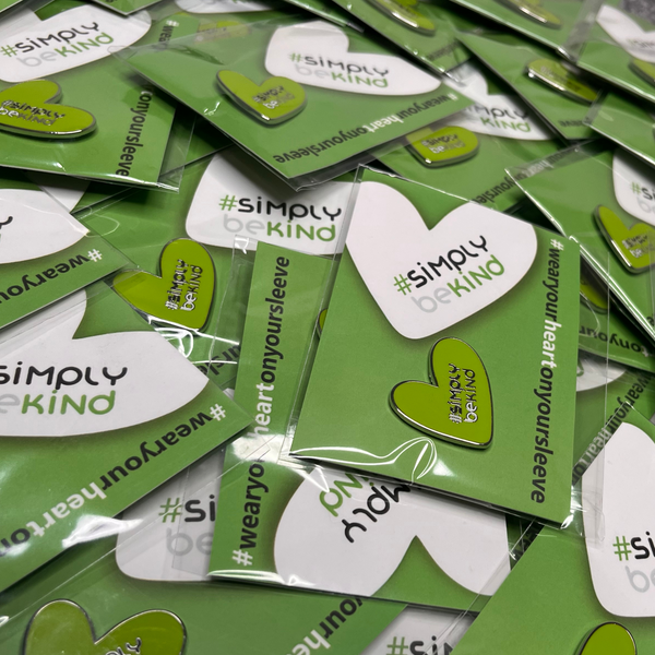 SIMPLY BE KIND 'HEART ON SLEEVE' ENAMEL BADGES