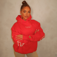 CRIMSON GLOW STATEMENT HOODIE
